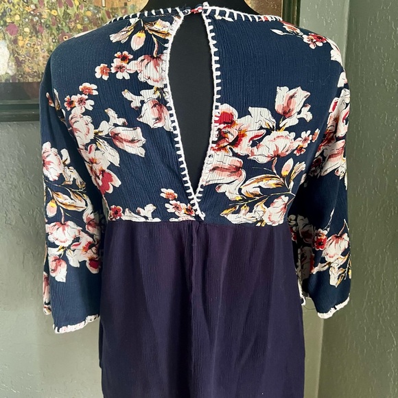 Kori Floral Navy and Purple Blouse - Picture 4 of 6